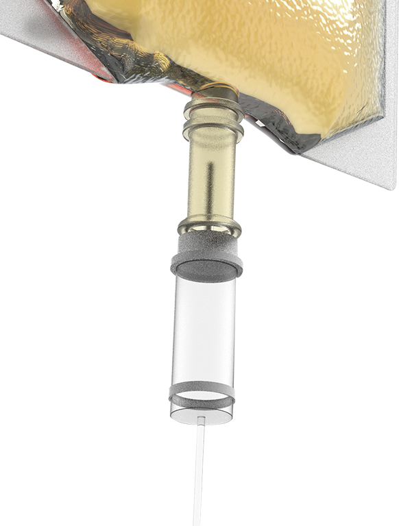 Healthcare professional preparing Flexbumin human albumin 20% for fluid resuscitation